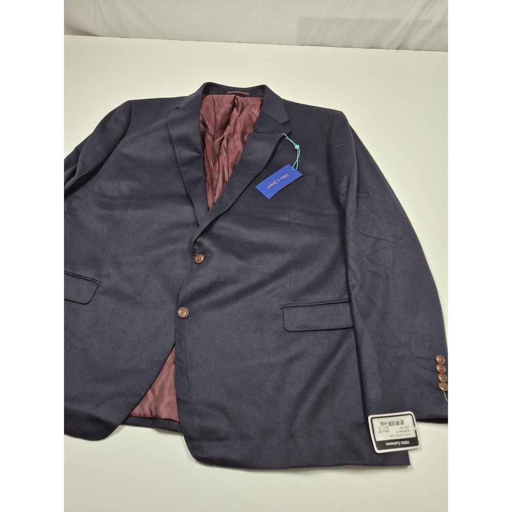 Giles & Jasper Blazer Mens 56 Long Navy 100% Cashmere Sport Coat Modern Fit NWT